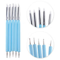 NAILWIND Silicone Clay Sculpting Tool Nail Art Dotting Tools, Pen Dual Head UV Gel Carving Pen, Nail Silicone Brushes Set ,Pottery Clay Sculpting Tools Modeling Painting Drawing Tool DIY Art Craft (Blue, 5 pcs)