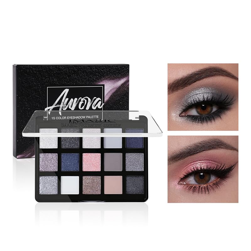 IMAGIC 15 Color Aurora Eyeshadow Palette, Eyeshadow Matte Shimmer Finish Make up Palette Highly Pigmented - Multicolor 15x1.2g