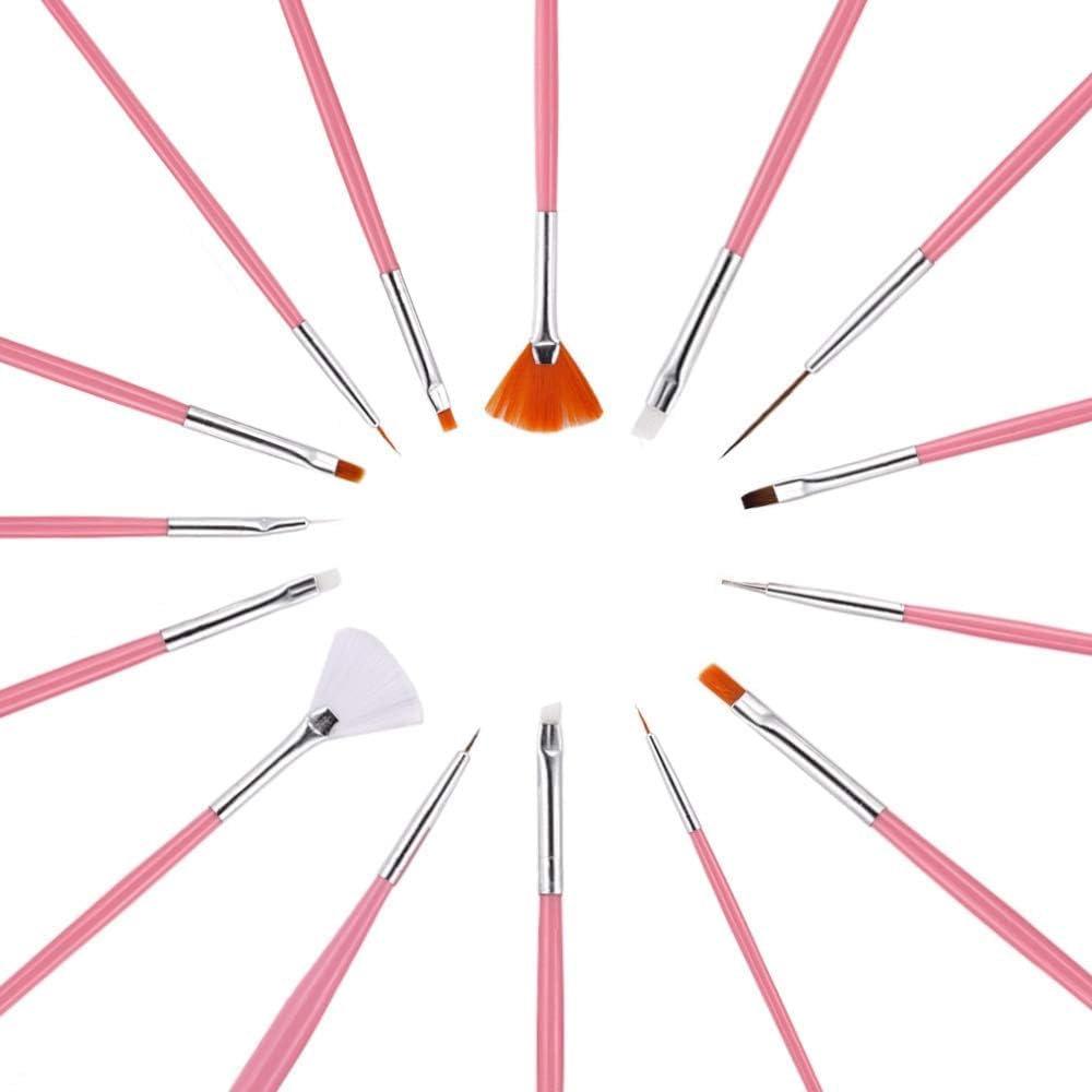 NAILWIND Nail Art Brushes, Nail Art, Design Dotting Painting Drawing Polish Brush Pen Tools,Nail Designs on Gel Acrylic and Natural Nails- Salon PINK, 15 PCS - Image 7