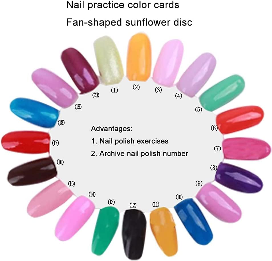 MY COLORS 10 Palettes 20 Nail Tips Display Board, for Nail Art Design Pattern Practice and Swatch Nail Polish Colors Display Wheel for Manicure,Nails Art Tools - Image 3