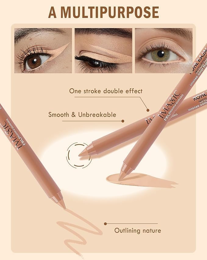 COSLUXE IMAGIC IMAGIC Nude Beige Kohl Matte Kajal Pencil Waterproof 1.3g | Long-Lasting, Smudge-Proof Eyeliner for Bold & Precise Eye Makeup - Image 2
