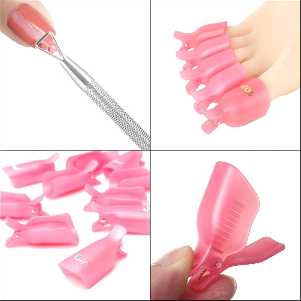 NAILWIND Nail Polish Gel Remover Tools Kit - 500 Nail Remover Cotton Pad,10 Pcs Soak Off Cap Clip,1 Nail File,1 Pcs Press Bottle, Nail Brush, Cuticle Pusher Tools Kit - Image 8