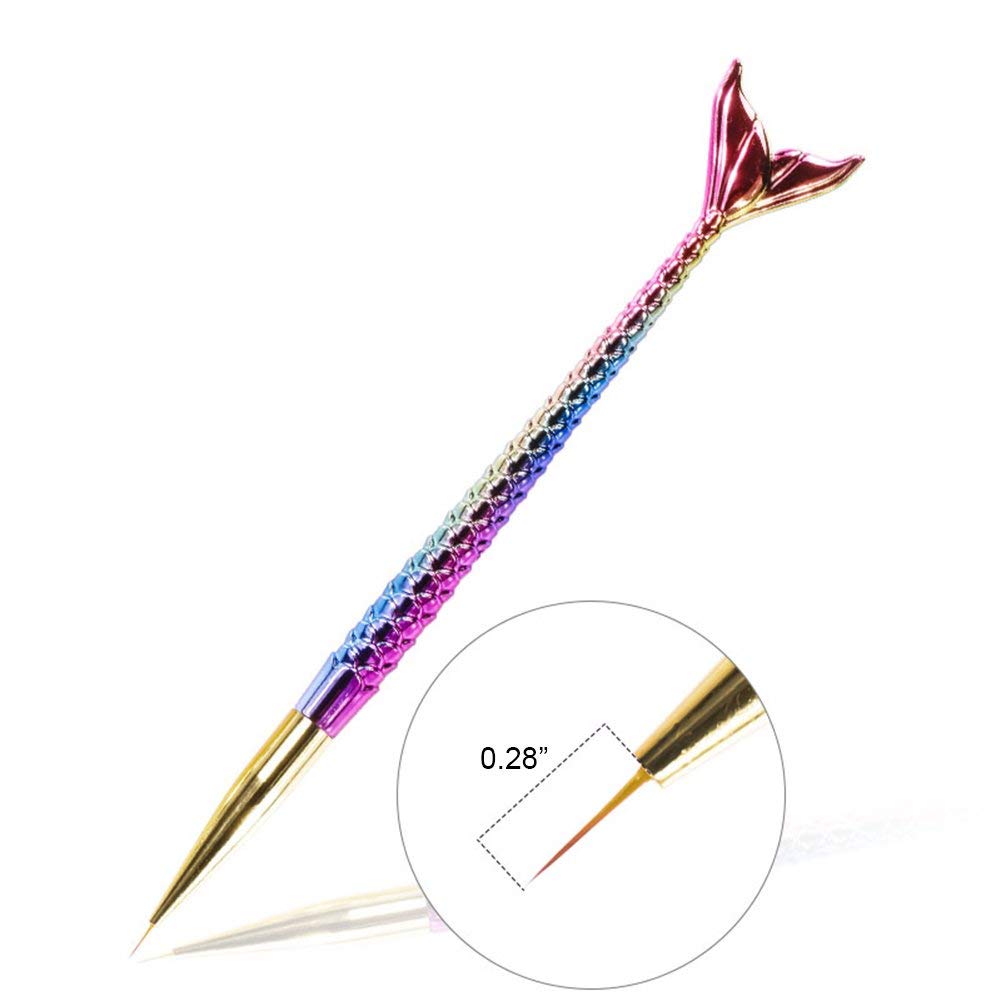 NAILWIND Nail art liner brushes, 3Pcs/Set Nail Art Brush Set Fine Line Painting Pens With Mermaid Color Fish Shape Handle 3 Size Nail Art Liner And Striping Brushes Kit - Image 4