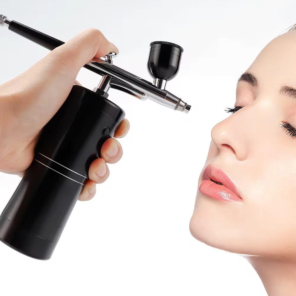COSLUXE Air brush Set, Professional Facial Makeup Airbrush Gun Kit, USB Rechargeable Air Brush Pen for Makeup Skin SPA Art Nail Painting Tattoo Manicure Cakes DIY, with 3 Capacity Cups - Image 6