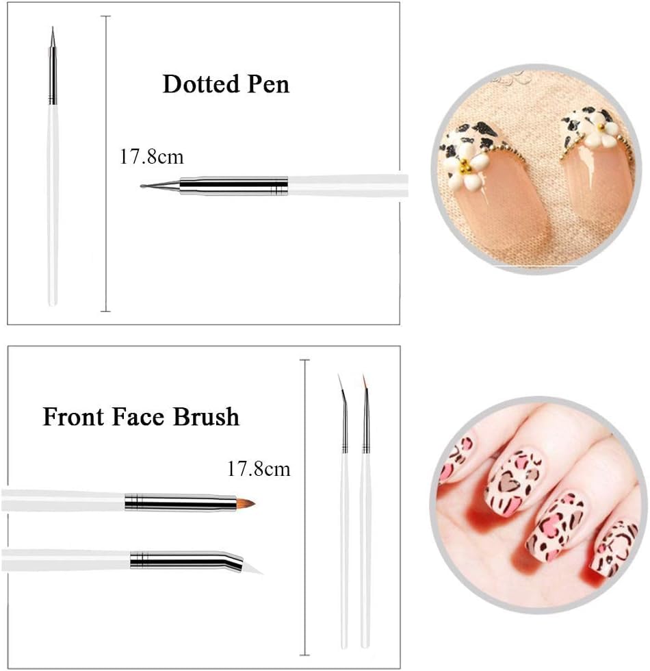NAILWIND 28 pcs Nail Art Brush kit,15 pcs Nail Art Brushes Kit with 5 pcs Nail Dotting Pens, 3Pcs Nail Art Liner Brush, 5 Pcs Silicone Nail Art Sculpture Pen, Dual Tipped Silicone Rhinestone Nail Polish Carving Pen, Multicolored - Image 5