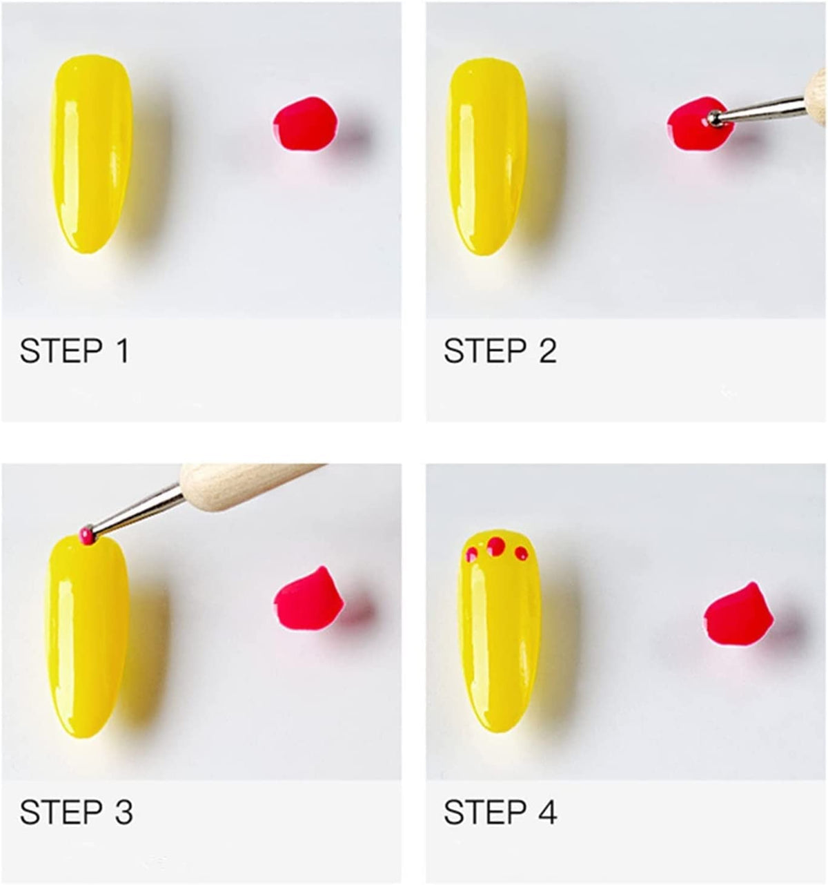 NAILWIND Dual-Ended Nail Art Brushes, Manicure Picking Pen for Rhinestones, Steel Balls, Pearls - DIY Gel Nail Making Dots Design Pen (Wooden Handle, 5 PCS) - Image 3