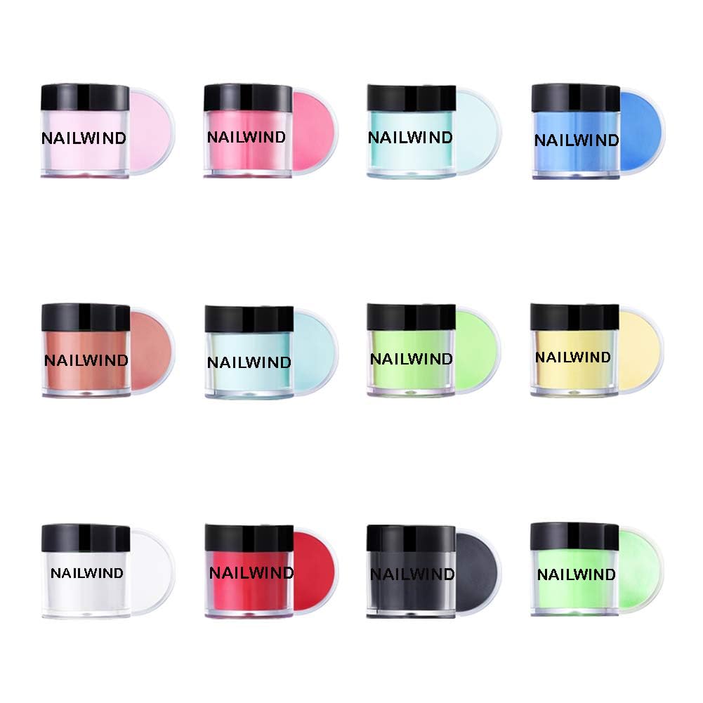 NAILWIND Acrylic Nail extension kit, Nail Art Kit - 12 Color Acrylic Powder Set, 5 Pc Gel Brushes, 150ml Mono mer - Image 2