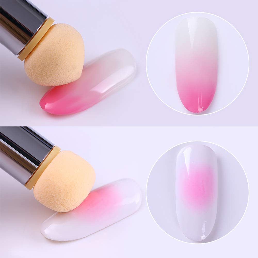 NAILWIND 3 Pcs Ombre Nail Art Brush Set Wooden Gel Builder Brush Double Head Nail Gradient Shading Pen With 4 Replaceable Sponge Heads Manicure Tools - Image 4