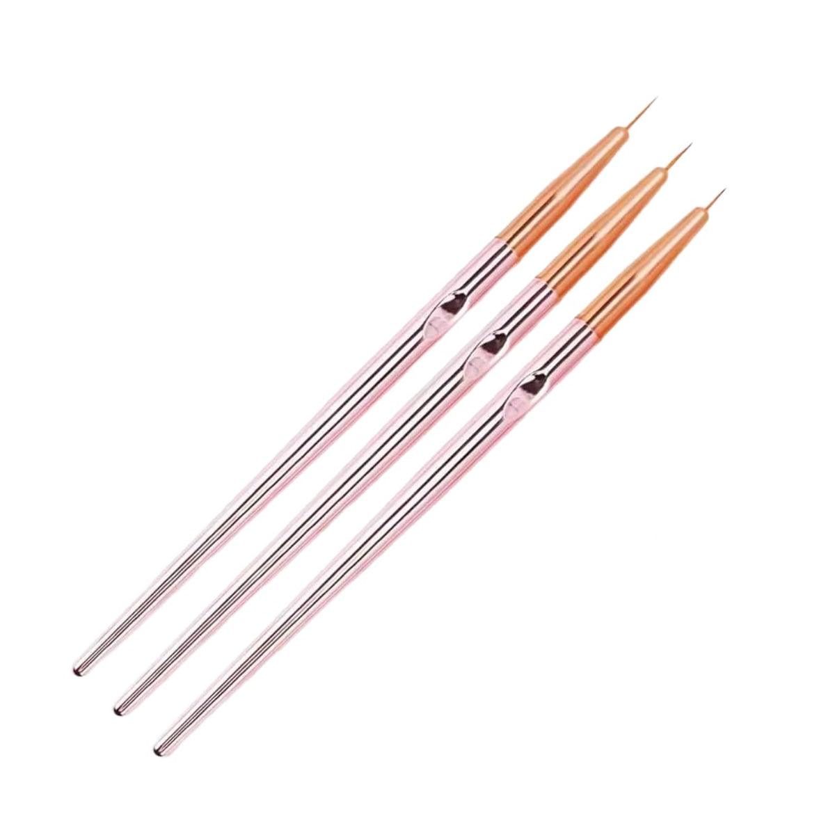 NAILWIND 3PCS Rose Gold Nail Liner Brush Nail Design Brushes Thin Nail Art Brush Liner Brush for Nail Paint Brushes for Acrylic Nail Polish UV Gel (7/9/11mm)