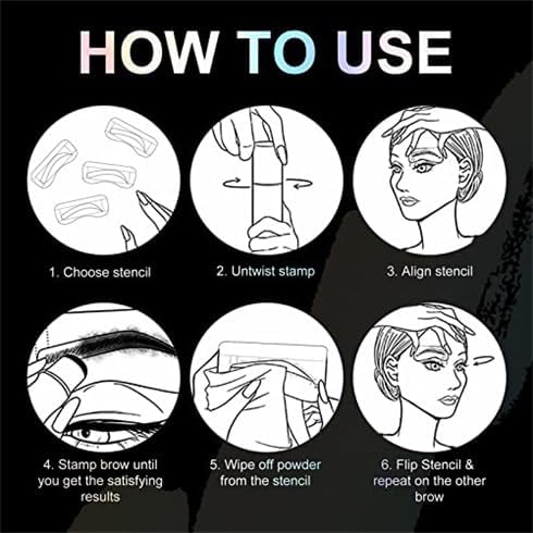MY COLORS Eyebrow Stencil Kit- Brow Stamp and Shaping kit,Hairline Powder,One Step Brow Stamp Makeup Powder with 6 Reusable Eyebrow Stencil for Perfect Brows, Long-lasting, Waterproof, BLACK - Image 4