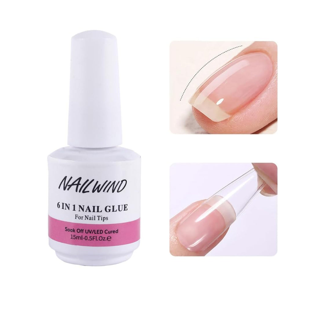 NAILWIND Gel Nail Glue, 6 in 1 UV Gel Glue for Nail Tips Need UV Light, Strong Adhesive for Press on Nails Acrylic Tips for Nail Art Design 15ml - Image 3