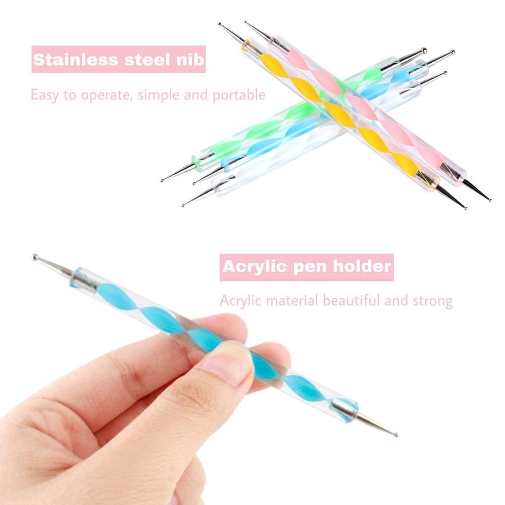 MY COLOR 5 pc 2 Way Dotting Pen Tool, Nail Art Tip Dot Paint Manicure kit, Multi-colored Nail Dotting Tool Set - Image 2