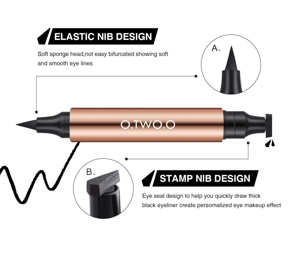 O TWO O Liquid Eyeliner, Cat Eyes Stamp Eyeliner Pen, Waterproof Fast Dry Double-ended Eye Liner For Women girls - Image 3
