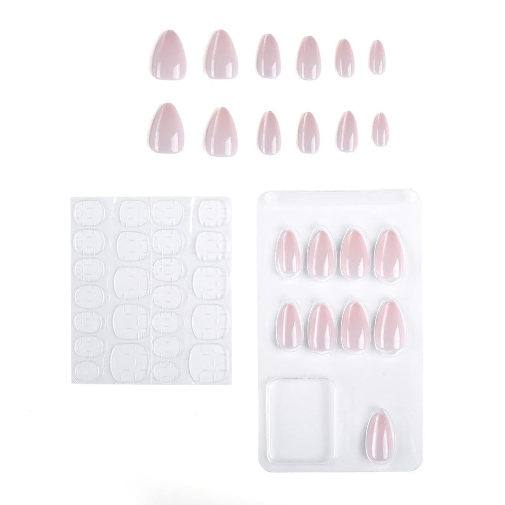 NAILWIND 30Pcs Short Almond chrome & Cat eye Nails, Press On Nails, Soft Gel Mirror Designs Glossy Nail's with Nail Glue, Reusable Glue On in 15 Sizes - 30PCS Stick On Nail Kit, Acrylic Nail for Women 06 - Glass nude, - Image 5