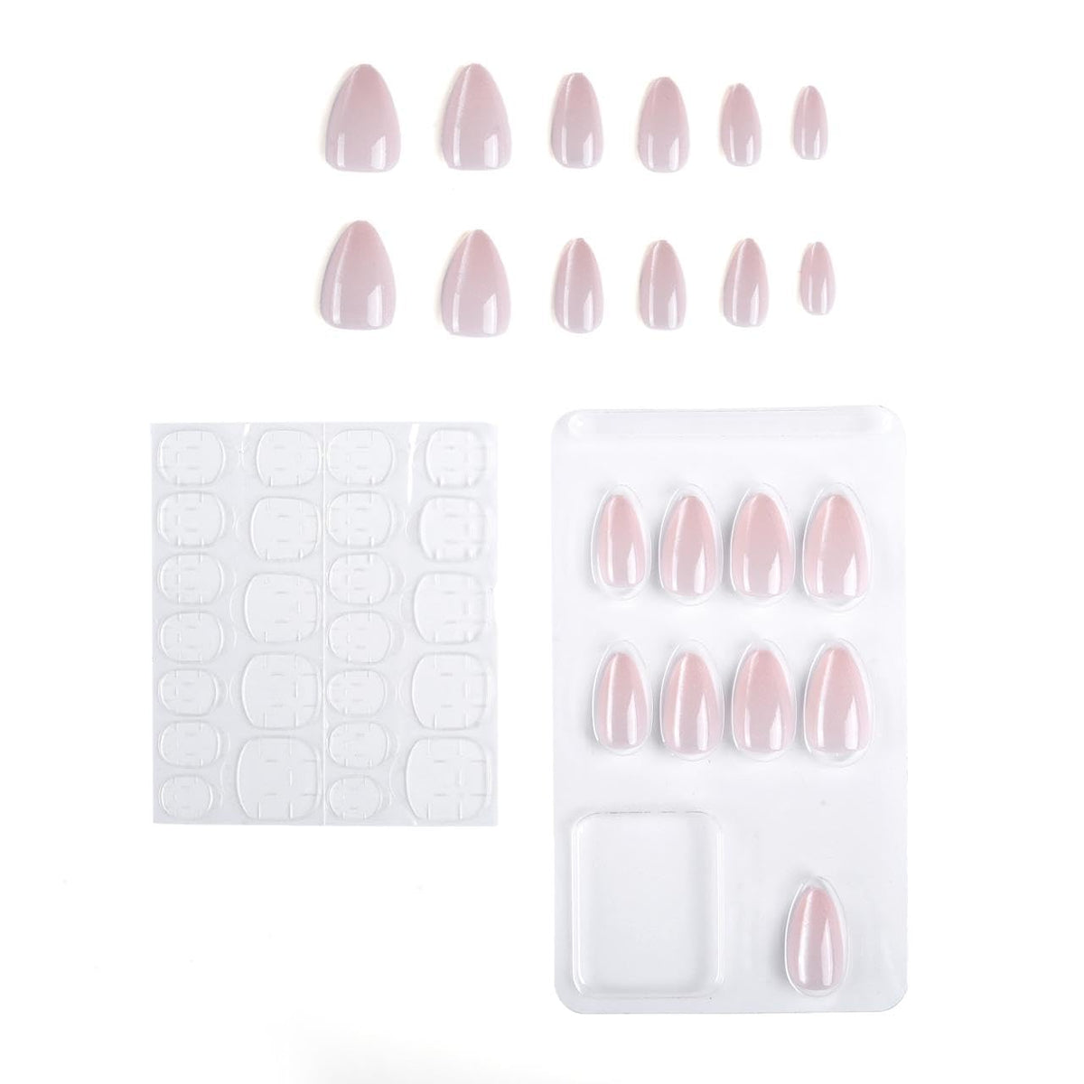 NAILWIND 30Pcs Short Almond chrome & Cat eye Nails, Press On Nails, Soft Gel Mirror Designs Glossy Nail's with Nail Glue, Reusable Glue On in 15 Sizes - 30PCS Stick On Nail Kit, Acrylic Nail for Women 06 - Glass nude, - Image 5