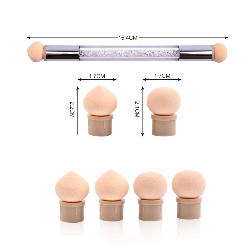 Cosluxe Sponge Nail Art Tool Pen Dual Head Nail Sponge Brush Picking Dotting Gradient Ombre Nail Pen Brush with 4 Replacement Heads - Image 3