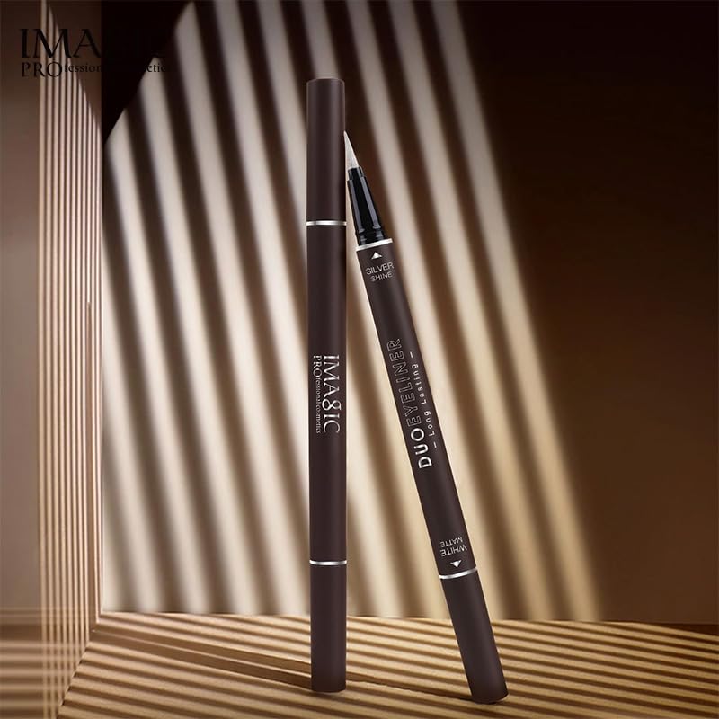 COSLUXE IMAGIC Long Lasting Double-ended Duo Eyeliner (01 - SILVER SHINE & WHITE MATTE) - Image 6