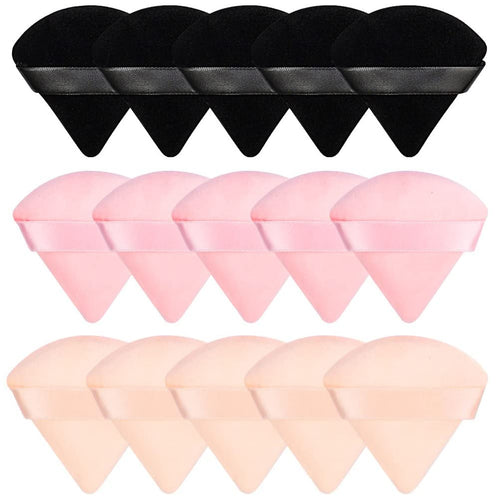 COSLUXE 15pcs Triangle Powder Puff for Women Makeup Sponge Multicolored Face Dry Wet Puff for Loose Body Powder, Cotton Cosmetic Sponge for Contouring, Under Eyes and Corners