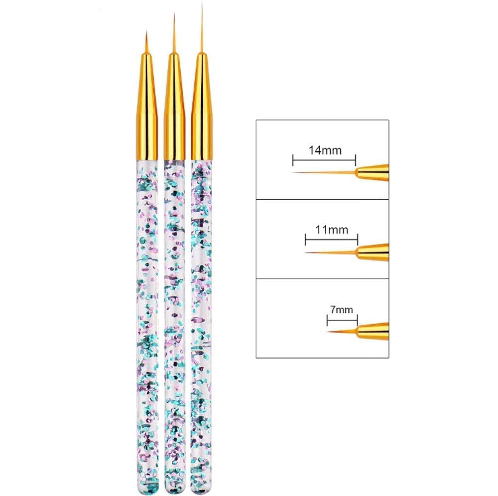 MY COLORS 3 PCS Nail Art Liner Brushes, UV Gel Painting Acrylic Nail Design Nylon Brush, Nail Painting Drawing Pens (7/9/11mm) - Image 3
