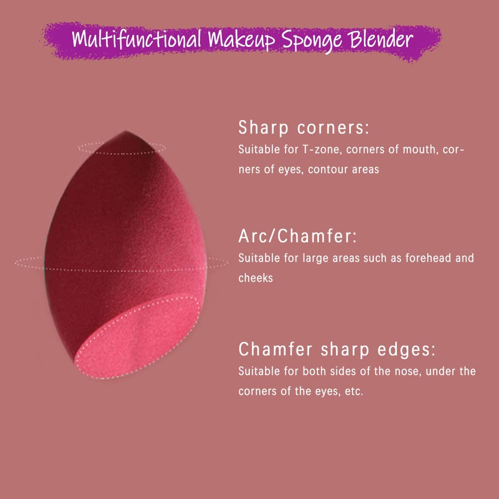 COSLUXE Makeup Sponge Set, 4 Pcs Triangle Powder Puff and 2 pcs Beauty Blender Multi-colored, Make Up Sponges for Face,Velour Powder Puff for Loose Powder Mineral Powder Foundation Makeup Tools - Image 4