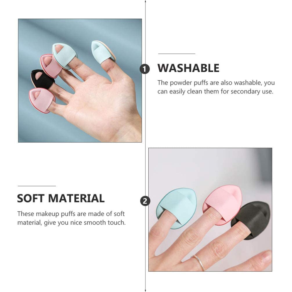 COSLUXE Mini Finger Powder Puff 4 pcs Finger Makeup finger beauty blender Sponges, Mini Soft Cosmetic Finger Puff, Perfect for Foundation, BB Cushion, Cream, Concealer - Image 8