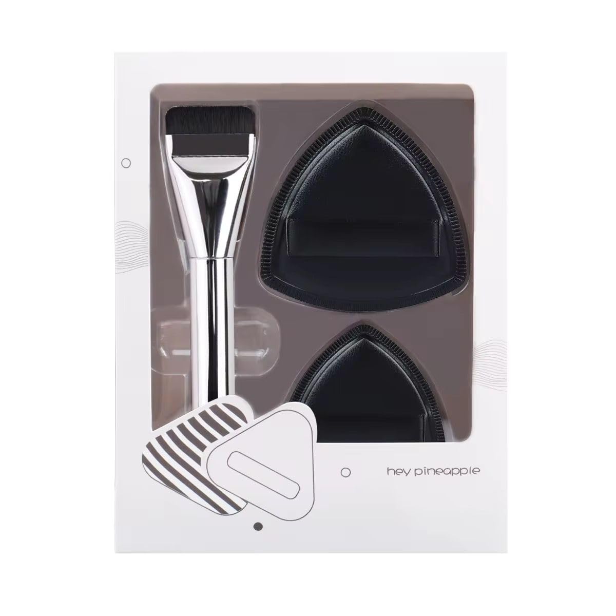 COSLUXE Flat Foundation Brush, 2 Pcs Triangle Makeup Powder Puff, 1 Pcs Flat Head Foundation Brush for Liquid Makeup, Foundations Brush Set for Liquid, Cream Foundation Concealer Brushes - Image 2