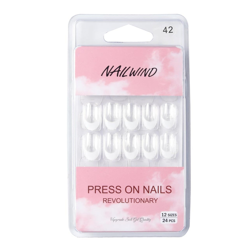 NAILWIND 24pcs Press on Nails | Natural French Short False Nails Acrylic Full Cover Nails,Natural Fake Nails Delicate & Comfortable for Women and Girls (V-42) - Image 5