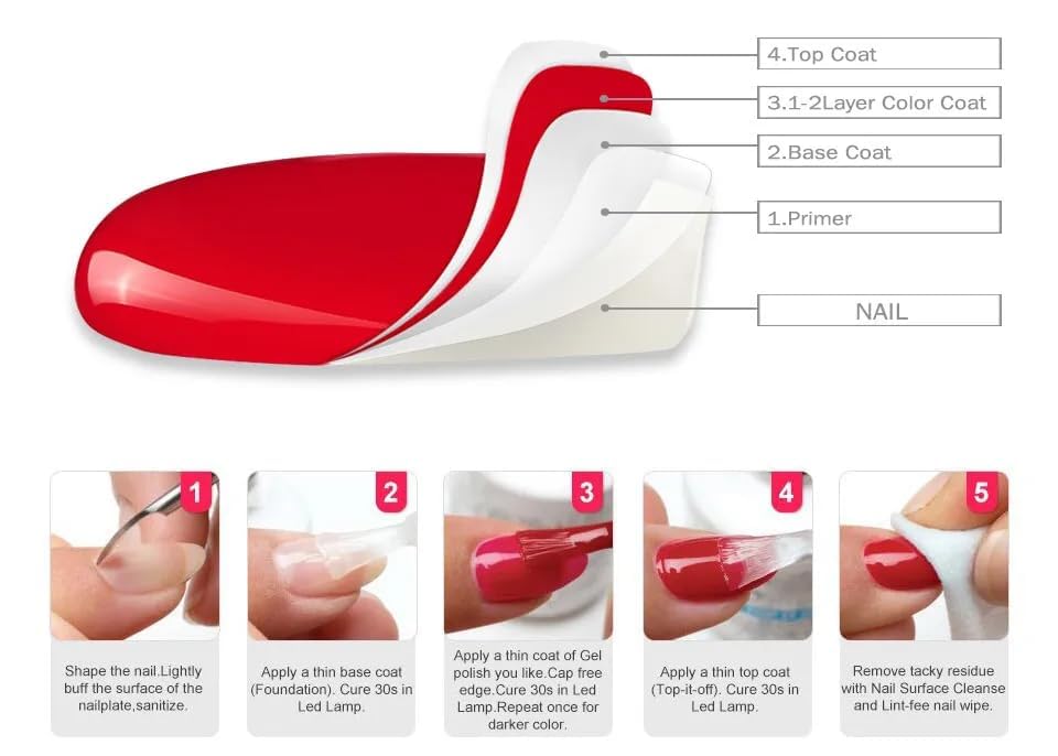 NAILWIND Gel Polish No Wipe Gel Top Coat - Clear Color Top Coat Gel Nail Polish Shine Finish and Long Lasting, Soak Off Nail Lamp, 15ml Gift for Girls - Image 8