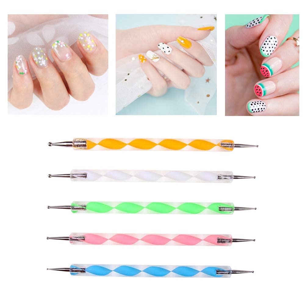 NAILWIND 5 pc 2 Way Dotting Pen Tool, Nail Art Tip Dot Paint Manicure kit, Multi-colored Nail Dotting Tool Set - Image 5