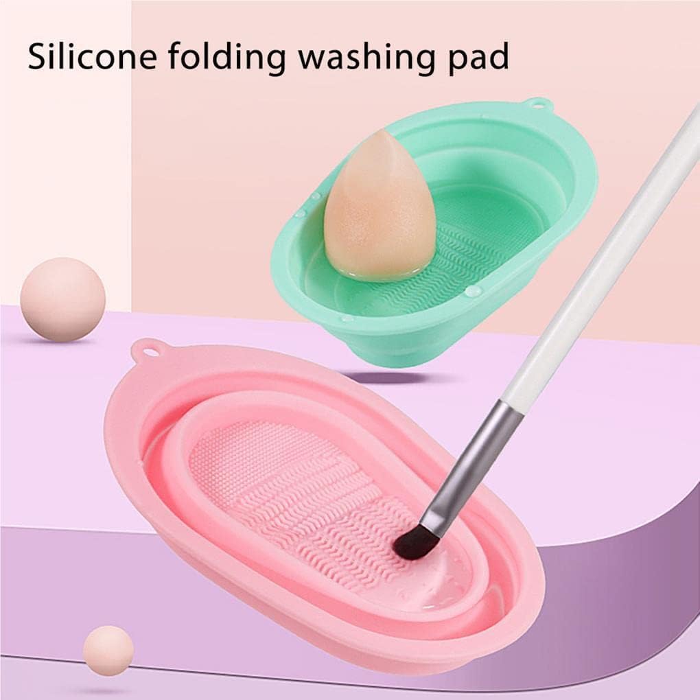COSLUXE Makeup Brush Cleaning Mat Bowl, Soft and Durable Silicone Cosmetic Cleaner Pad, Foldable Portable Washing Tool Scrubber with 4 Textures - Multicolour Pack Of 1 - Image 6