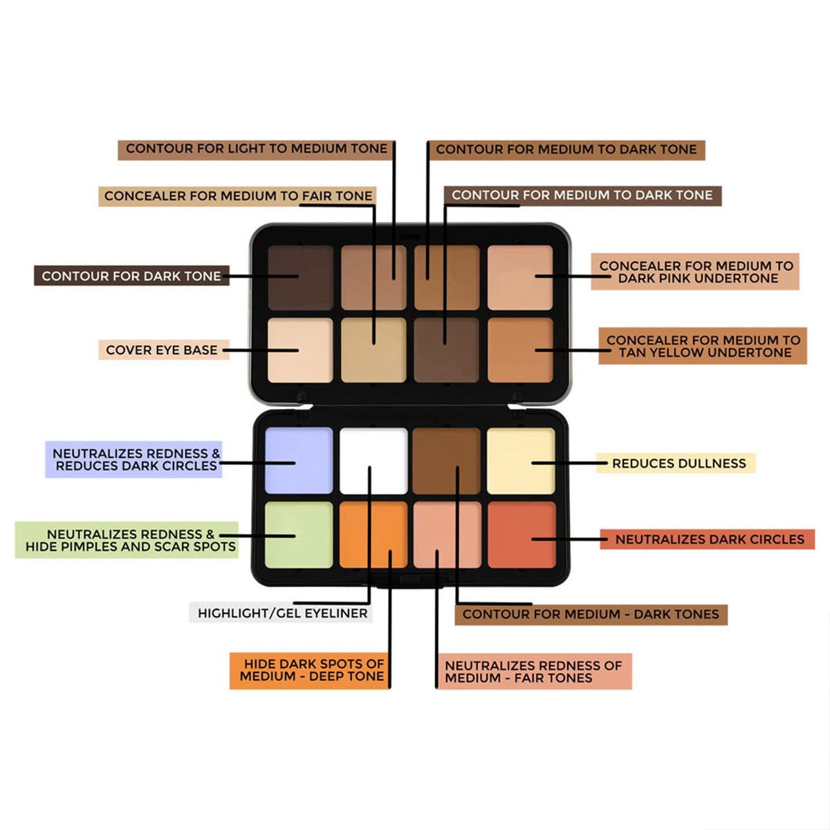 My Colors 16 Color Camouflage Hd Palette Concealer Color Corrector Palette, Multipurpose Creamy, Lightweight Easy-To-Blend For Long Lasting Natural Finish Perfect Look - Image 2
