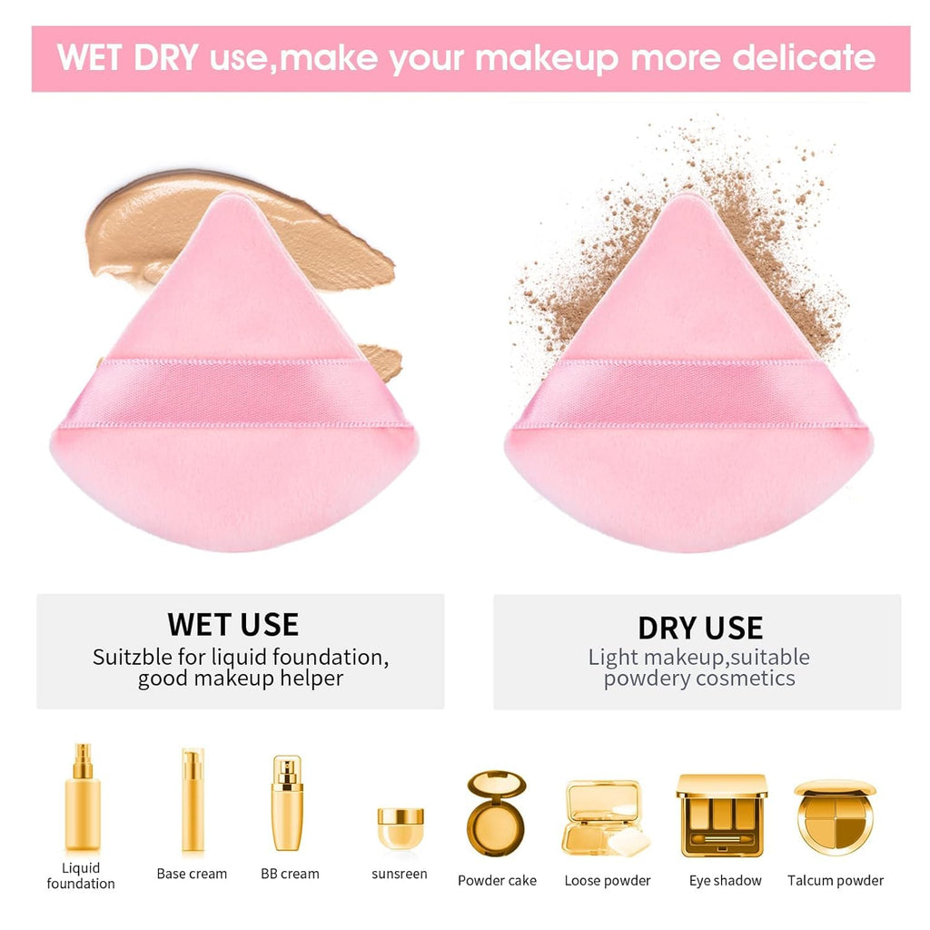 COSLUXE triangle puff, pizza puff makeup Puff The Perfect Trio | 3 Set of Pink triangle puff for Makeup Sponges | for Foundation, Liquid, Cream, Powder, Beauty Gift Set Woman, Girl - Image 7