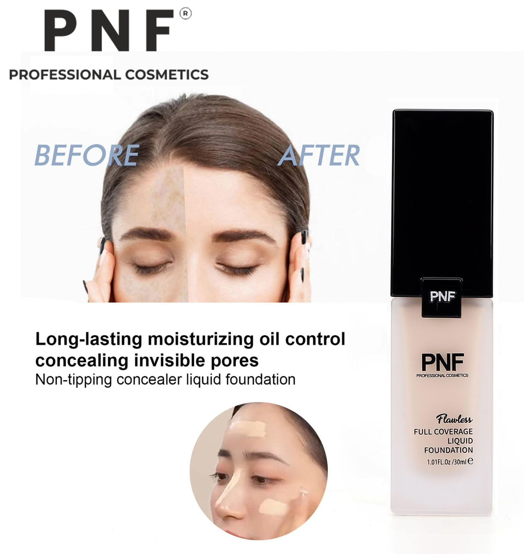 PNF PROFESSIONAL Flawless Finish Foundation | Full Coverage Liquid Foundation | Long Lasting, Waterproof | Buildable Full Coverage | Lightweight | Easy to Blend | 30ml (BAKLAVA, 30ml) - Image 7