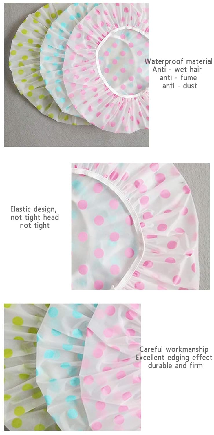 COSLUXE Shower Cap, 1 pcs Waterproof Elastic Reusable Bathing Hair Cap, Beauty Salon Spa Shower Caps Lace Elastic Band Flower Printed Hat Environmental Protection Hair Bath Caps - Image 4