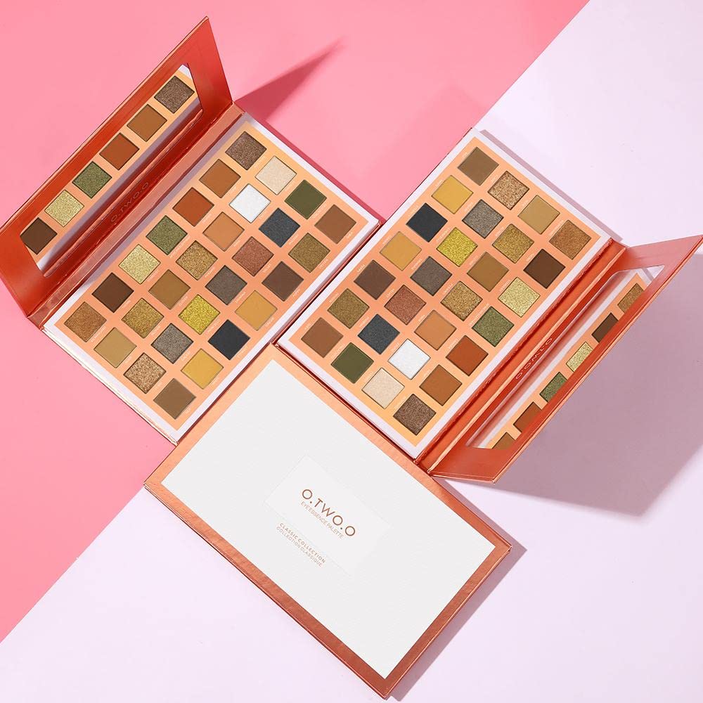 O TWO O 28 Colors Eyeshadow Palette,Shiny Matte Glitter Smoky Eyes Waterproof Eye Shadow Pallete High Pigment Metallic Makeup 35g - Image 3