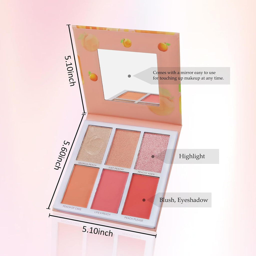 HUDAMOJI Blush Highlighter Palette | 6 Color Matte Shimmer Blusher Face Makeup | Bellini Blusher Palette | 36g - Image 7
