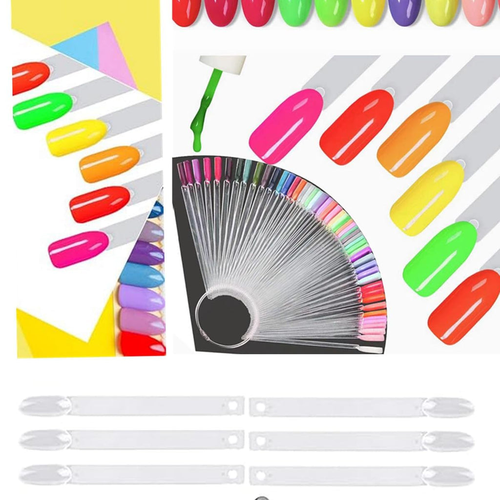NAILWIND Fan Shape Nail Art Polish Display Tips, False Nails Sample Sticks, Nail Practice Color Display, for Nails Home DIY Nails Salon Practice Tools (Fan-shaped CLEAR, 50 - Pcs) - Image 5