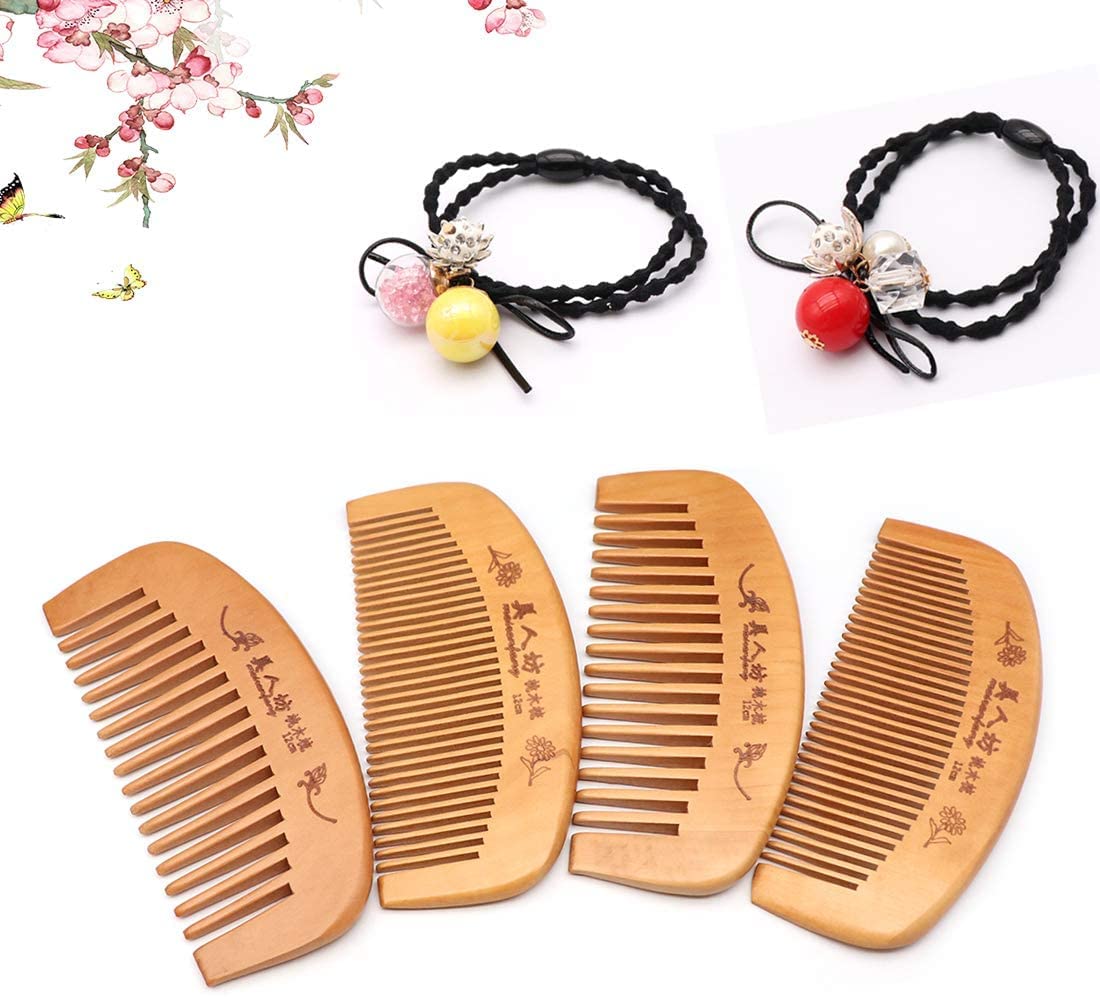 COSLUXE Wooden hair comb for women, Hair Comb, Natural Wooden Anti Static Massage Comb with Fine and Wide Tooth for Men and Women Moon-Comb, 2 Pcs - Image 9