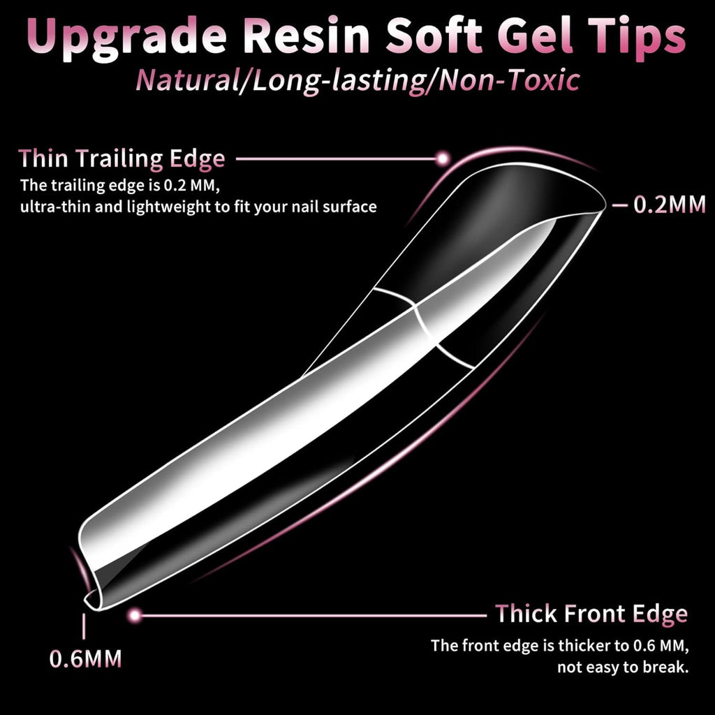NAILWIND Clear Soft Gel Nail Tips-Short Ballerina Shape Style Smooth Traceless Pre-shaped Full Coverage Nails Tips, Clear Ultra-thin Design for Nail Extension,Home DIY Nail Salon Multi Sizes Gelly Tips 11 Short Coffin, 550 pcs - Image 8