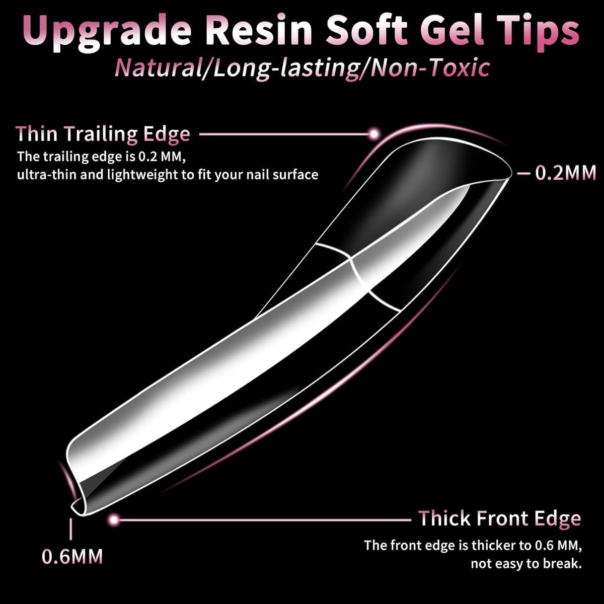 NAILWIND Clear Soft Gel Nail Tips-Short Ballerina Shape Style Smooth Traceless Pre-shaped Full Coverage Nails Tips, Clear Ultra-thin Design for Nail Extension,Home DIY Nail Salon Multi Sizes Gelly Tips 11 Short Coffin, 550 pcs - Image 8