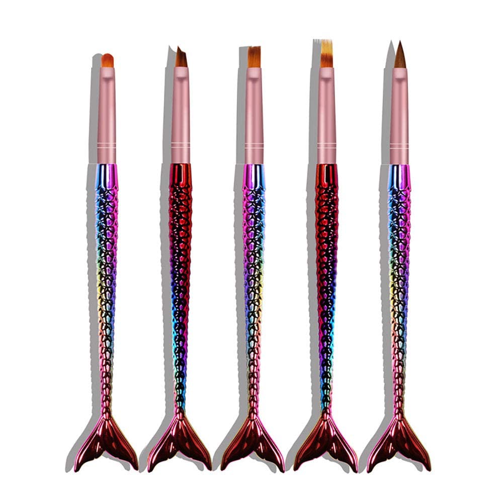NAILWIND 5pcs Acrylic Nail Art Brush Set - Multicolor Nylon Round Heads - Plastic Handle - UV Gel Builder & DIY Tools - Image 2