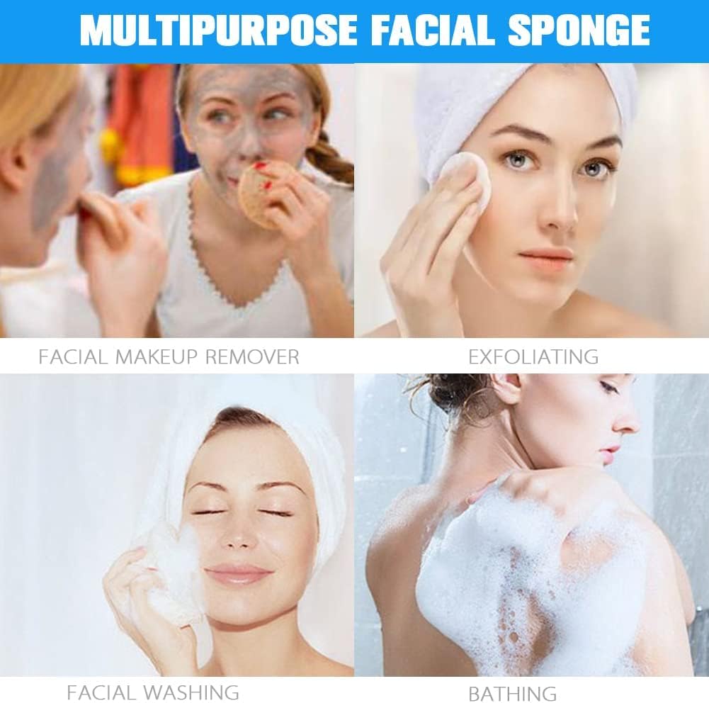 Cosluxe 12 Pcs Facial Sponge Compressed Face Cleansing, Face Cleaning Sponge Pads, Makeup Removal Puff Pad Exfoliating Wash Round yellow - Image 7