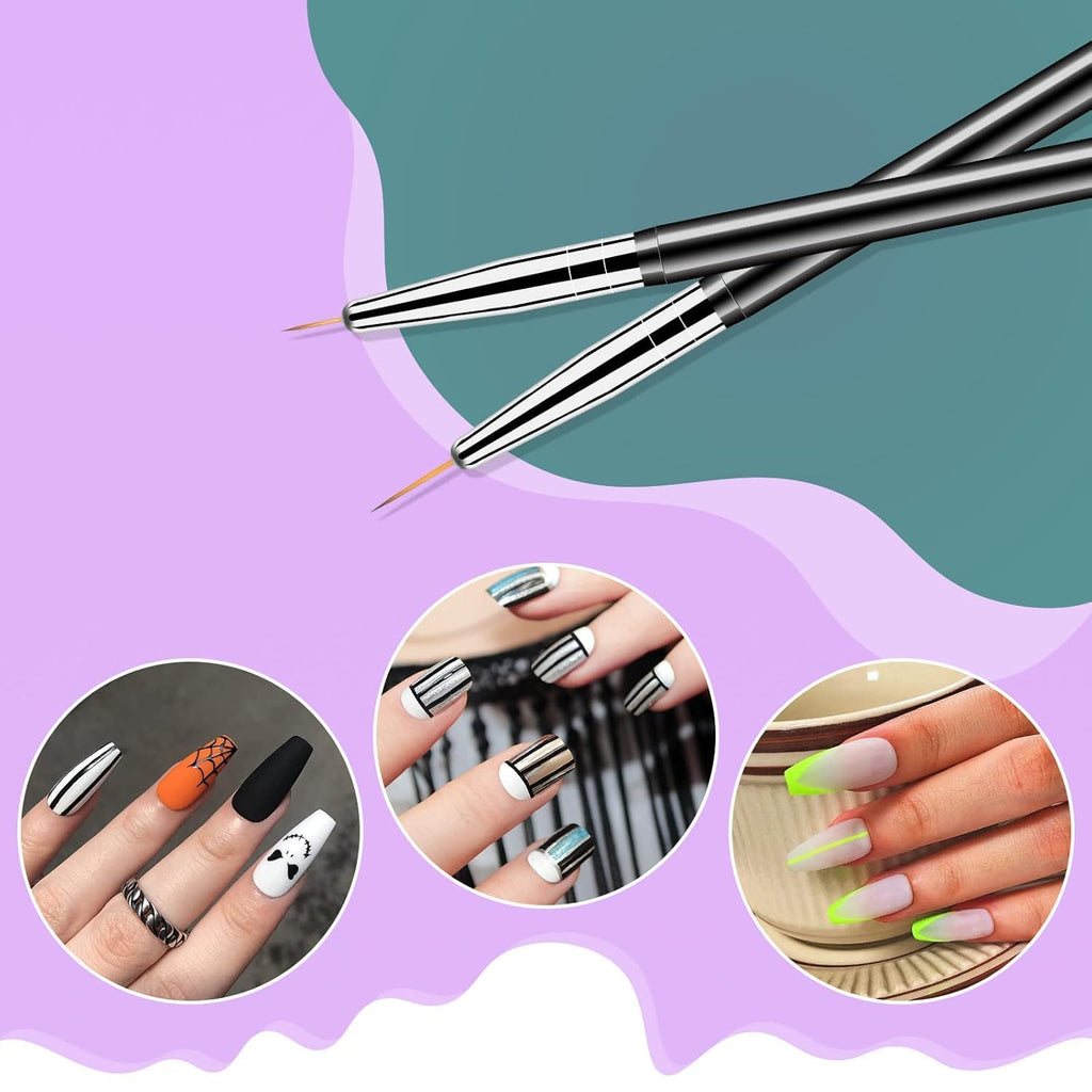 NAILWIND Nail Art Brush Set - 6pcs Double-End Nail Art Brushes Kit Professional Manicure Tools Kit with Painting Dotting Line Pen for Gel Polish Nail Designs Nail Carving French Nails - Image 4