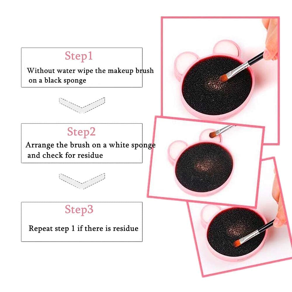 COSLUXE Makeup Brush Cleaning Mat with Color Removal Sponge, 2 in 1 Design Silicone Cleaner Pad for Dry Brush Color Switch and Wet Cleaning - Image 5