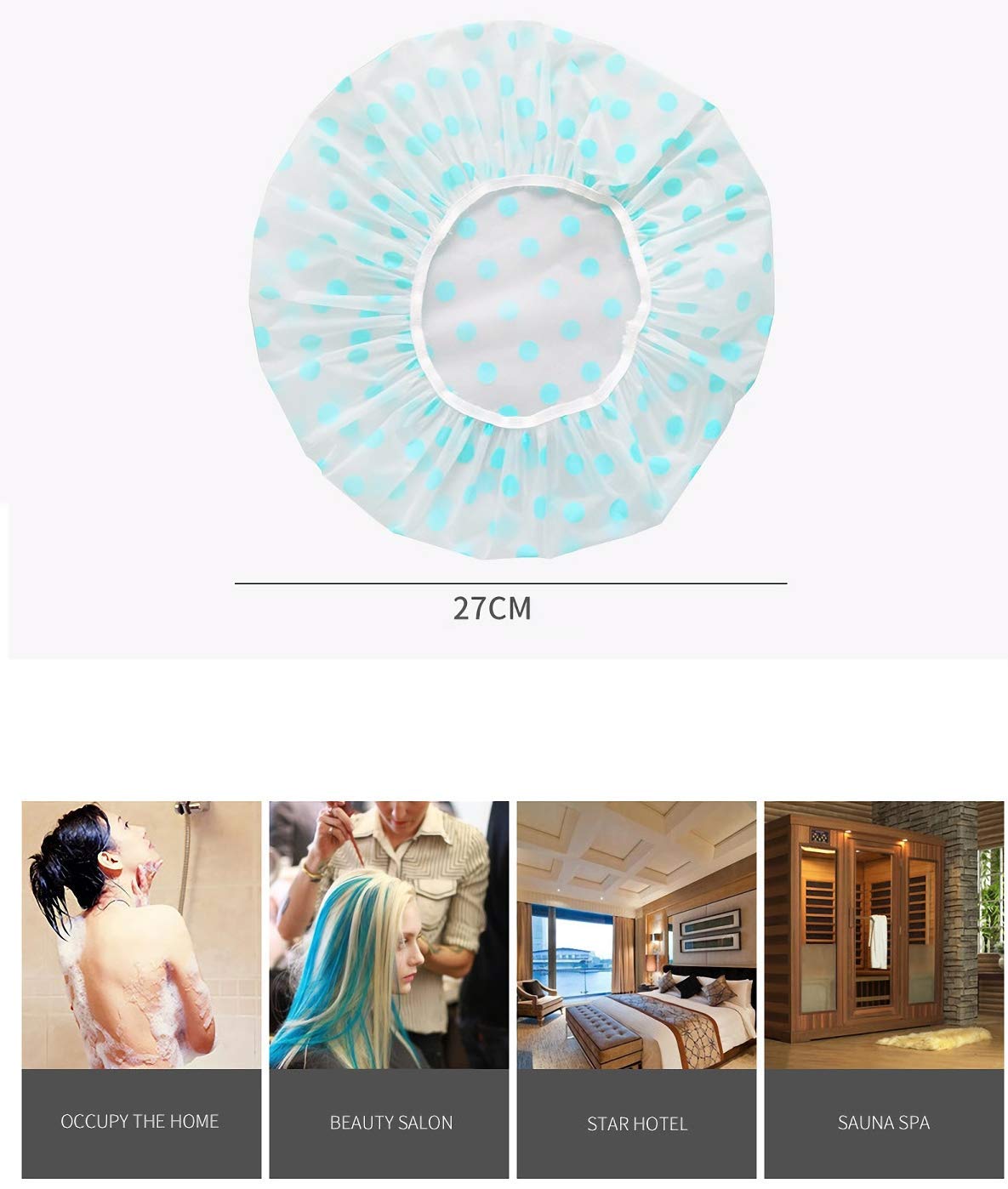COSLUXE Shower Cap, 1 pcs Waterproof Elastic Reusable Bathing Hair Cap, Beauty Salon Spa Shower Caps Lace Elastic Band Flower Printed Hat Environmental Protection Hair Bath Caps - Image 3