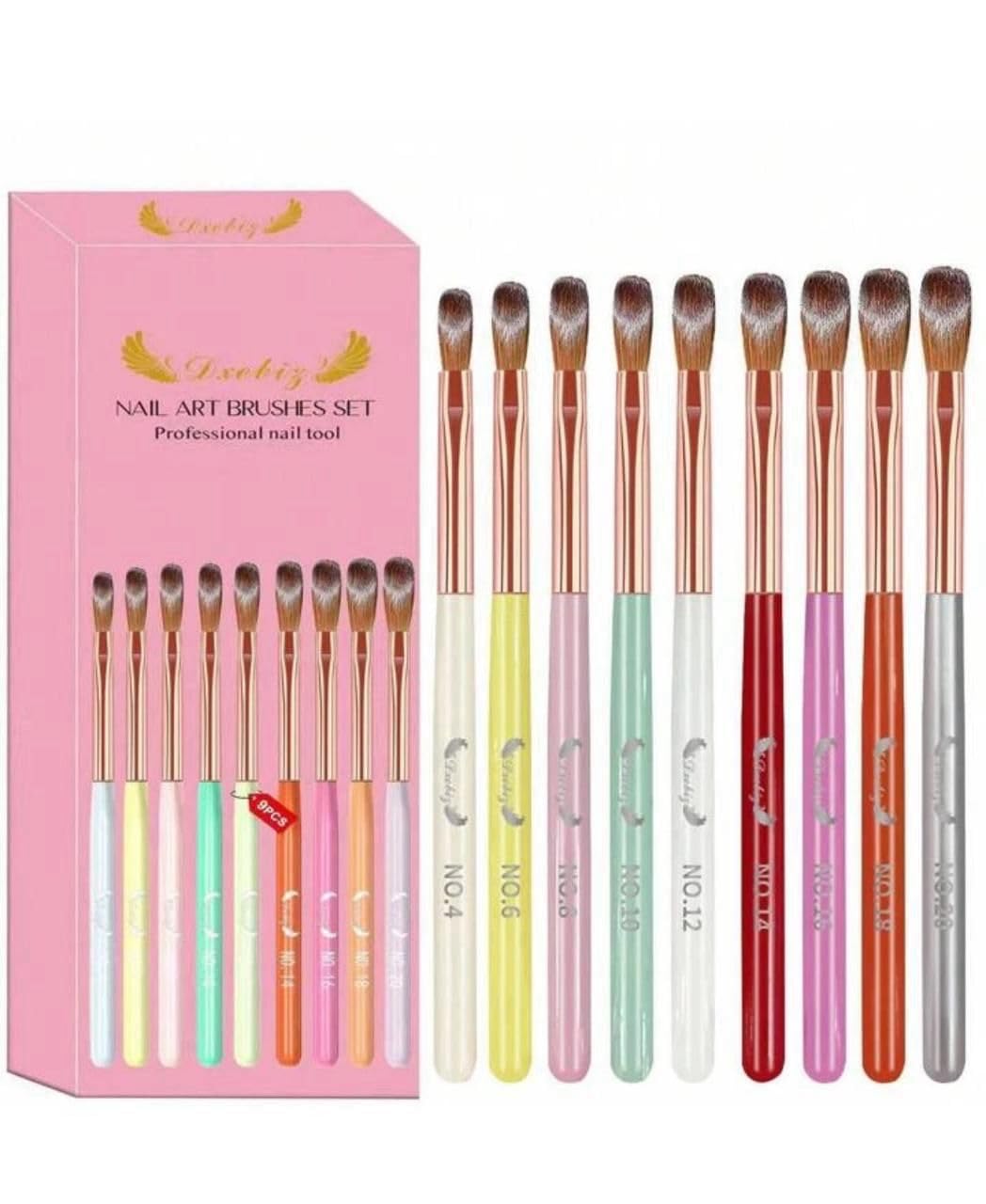 NAILWIND 9PCS Acrylic Nail Brush Set,Nail Art Brushes Set Nail Art Design Pen Painting Tools Fingernail Brush for Acrylic Powder Application Nail Extension 3D Carving Size 4/6/8/10/12/14/16/18/20 - Image 2