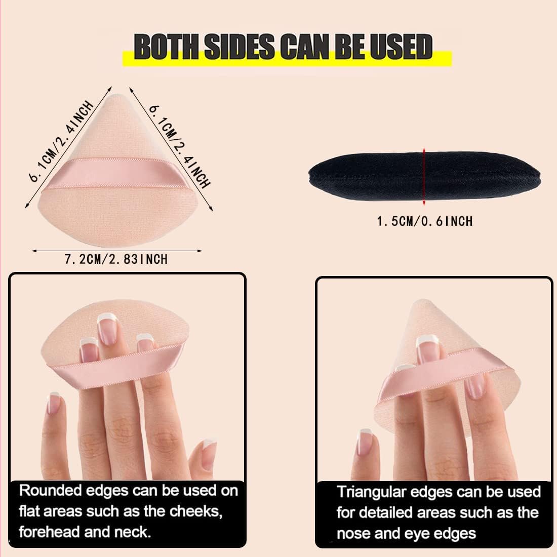 PNF PROFESSIONAL Pizza Powder Finger Puff for Face Makeup | 6 Pcs - Mini Triangle Wedge Shape Designed | for Contouring Under Eyes and Corners | Loose Powder Mineral Powder Makeup Tool Multicolour - Image 6