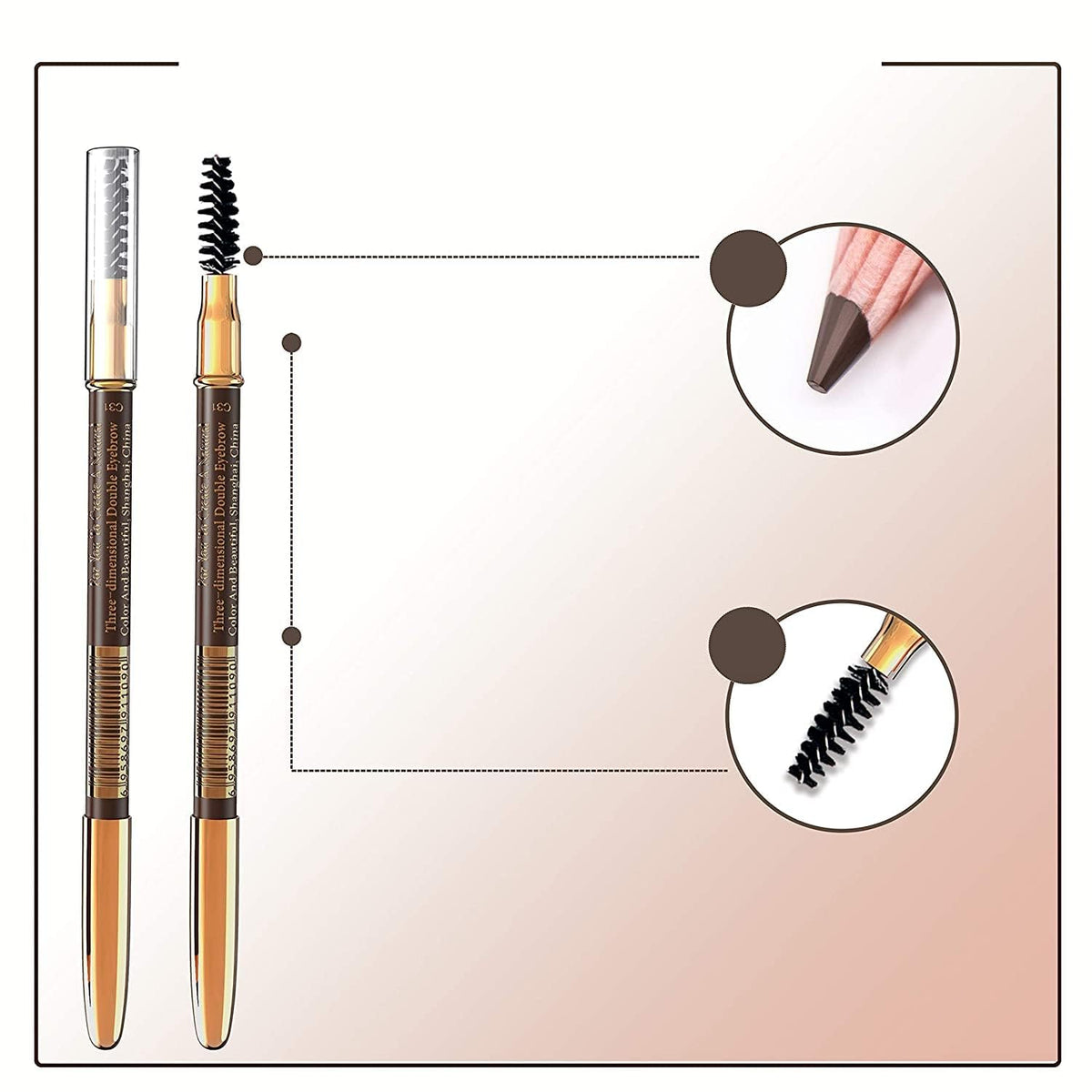 My Colors Eyebrow Pencil With Mascara Brush, Waterproof, Long lasting 1.4g Black, - Image 4
