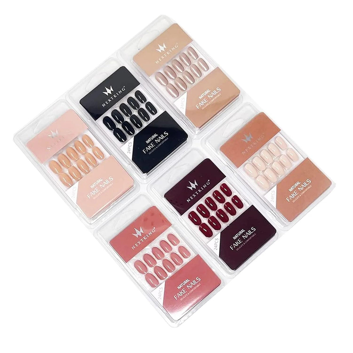 NAILWIND 24 Natural French Short False Nails Acrylic Full Cover Nails,Natural Fake Nails Delicate & Comfortable for Women and Girls (N43, 24 Count -Pack of 1)
