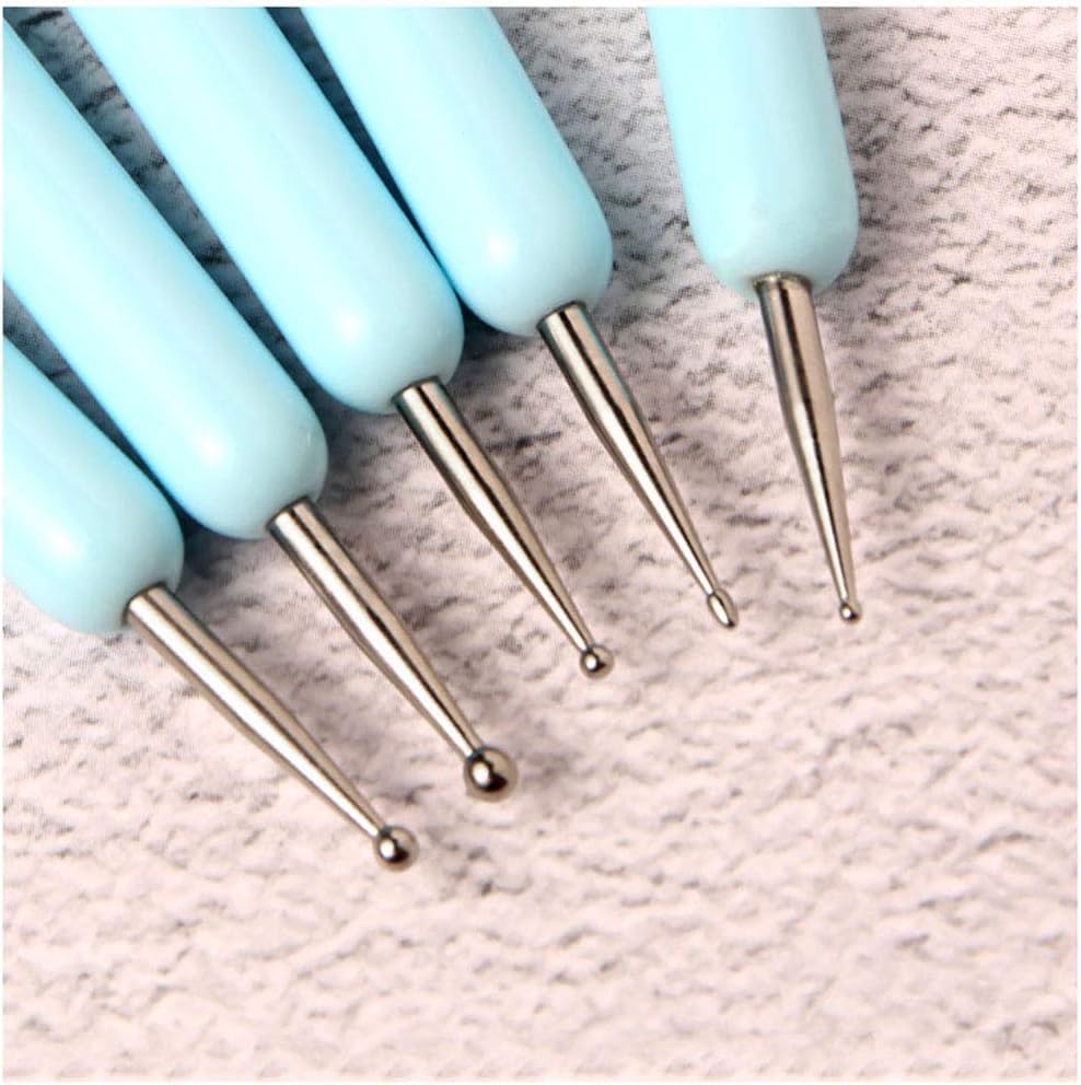 NAILWIND Silicone Clay Sculpting Tool Nail Art Dotting Tools, Pen Dual Head UV Gel Carving Pen, Nail Silicone Brushes Set ,Pottery Clay Sculpting Tools Modeling Painting Drawing Tool DIY Art Craft (Blue, 5 pcs) - Image 6